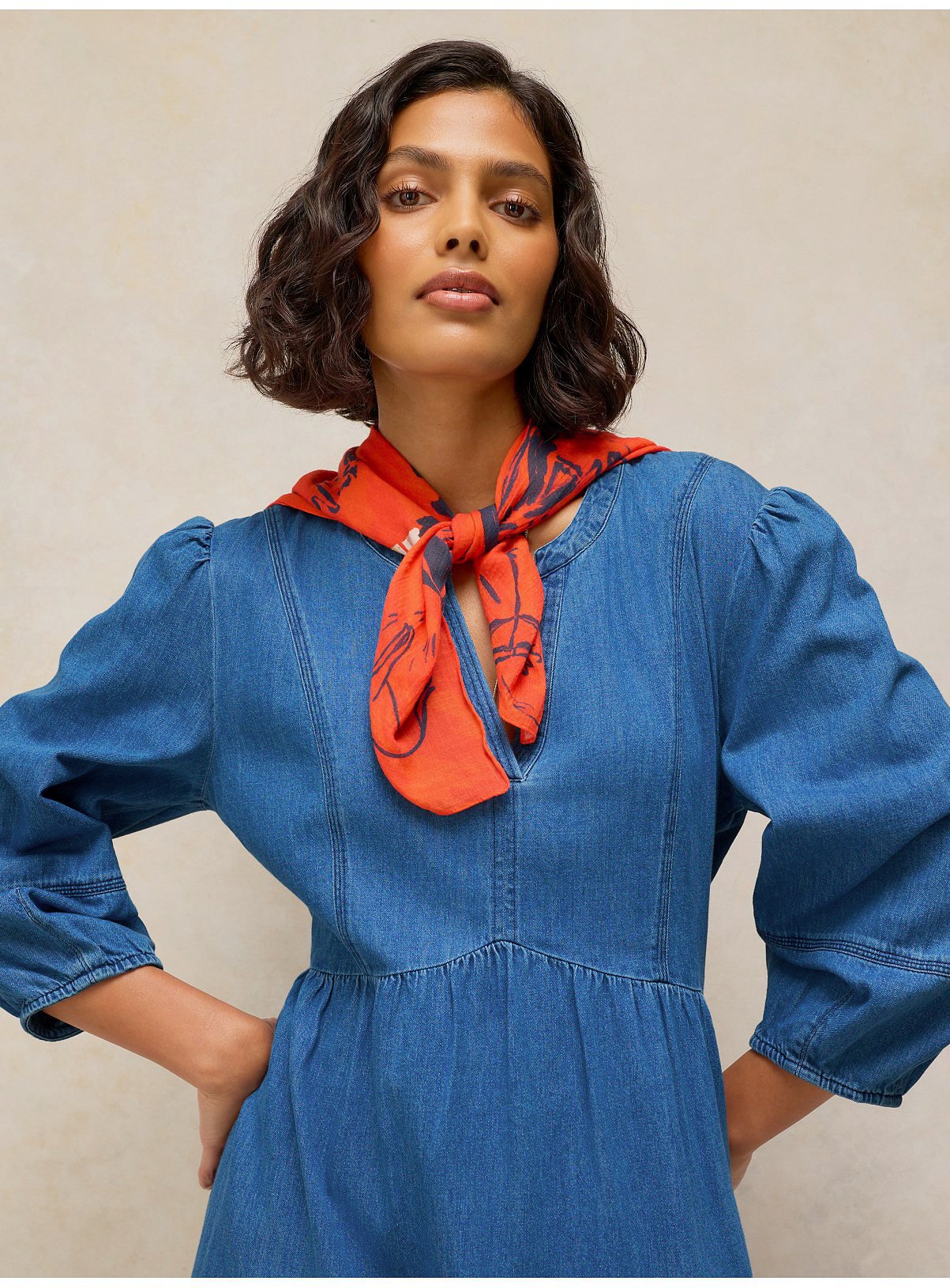 WHITE STUFF Krystin Denim Dress 18R - Image 5 thumbnail